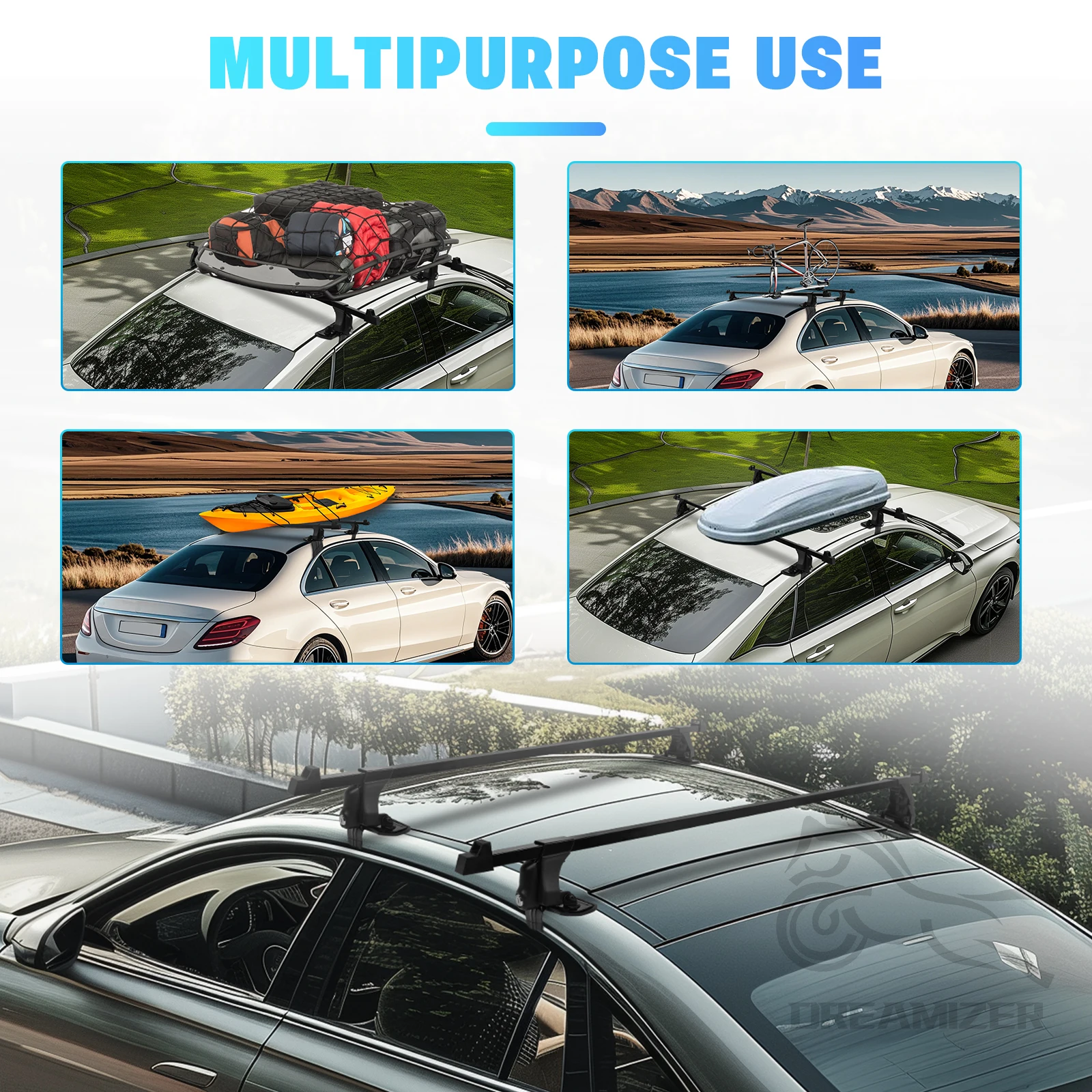 1 pasang Universal 54 inci rak - Car Roof Rack Cross Bar ulasan dan harga
